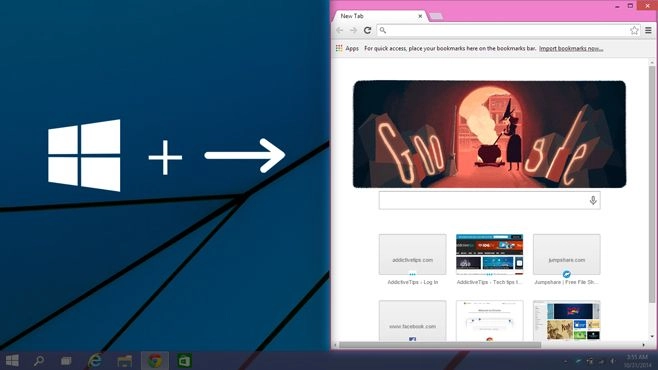 Cửa sổ chia đôi bằng phím tắt Windows + Mũi tên phải